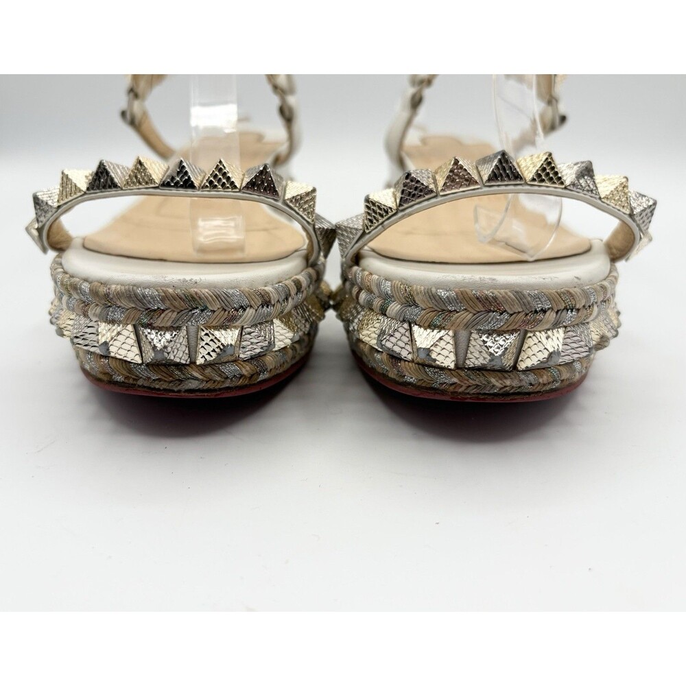 Christian Louboutin Cataclou 60 Cork White & Gold Platform Sandals Sz EU 37 - Picture 6 of 14